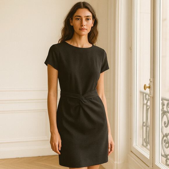 MaxMara Dresses & Skirts - MaxMara Twist Front Short Sleeve Empire Waist Mini Dress Black S